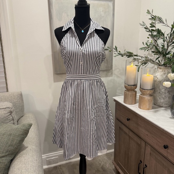 New York & Company Dresses & Skirts - New York & Company Deep Navy and White Striped Midi Dress